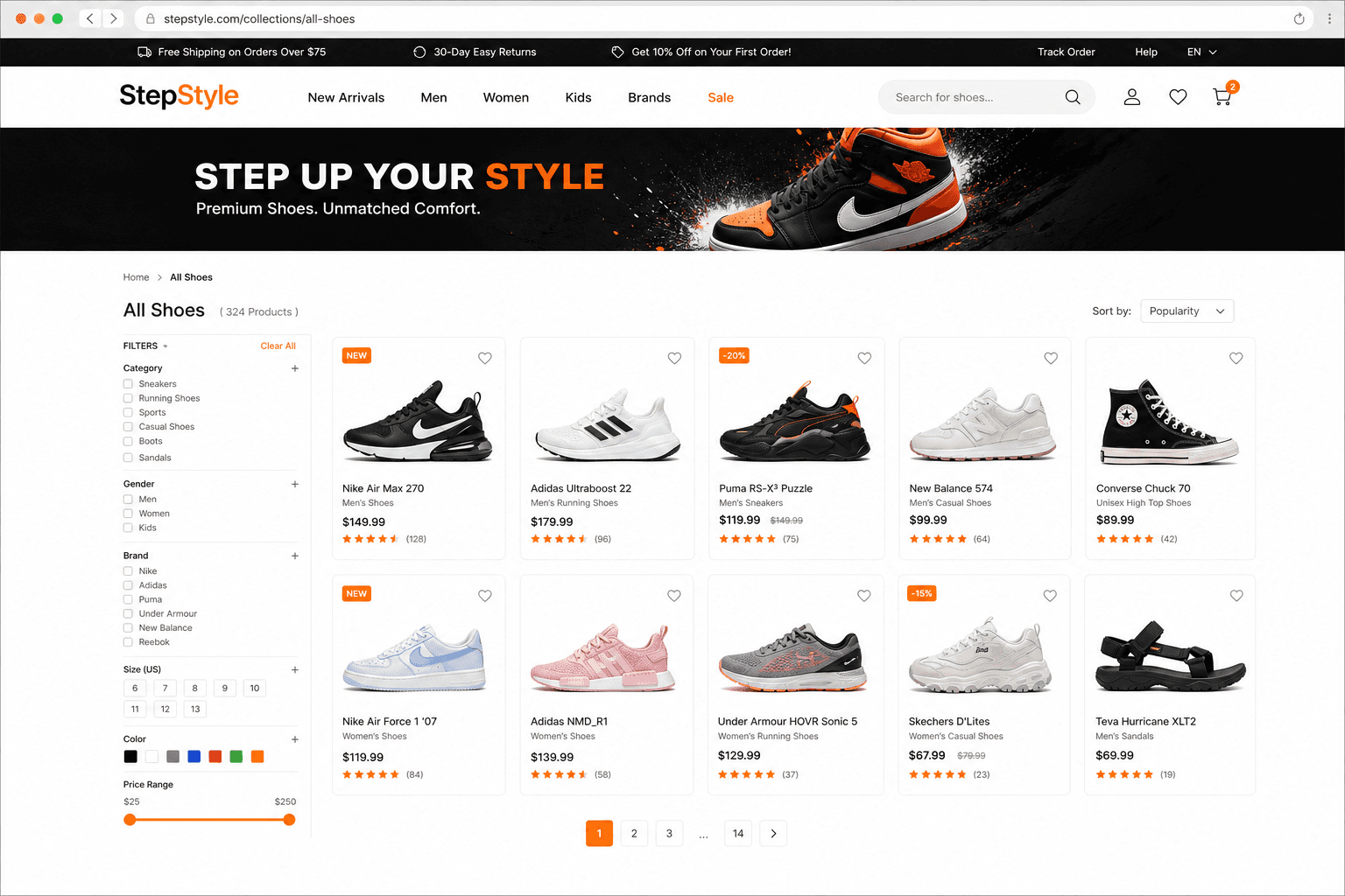 Aperçu complet — Boutique Chaussures & Sneakers pour StepStyle RDC